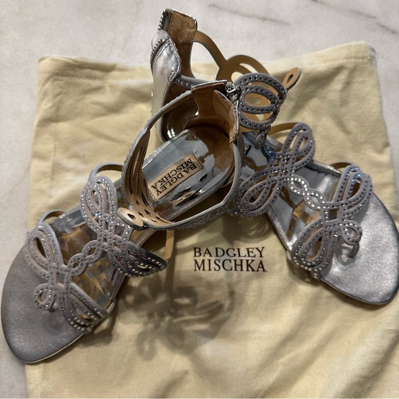 Badgley Mischka Womens Tempe Platino Sandals in Silver Platinum Size 7.5 - Picture 8 of 15